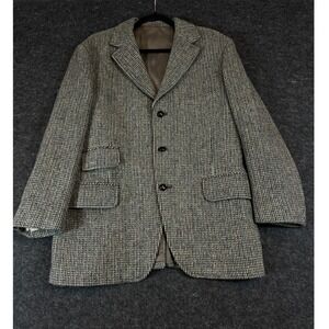 Vintage 80s Dunn & Co Harris Tweed Blazer Mens 42 Brown Check Sports Coat Jacket
